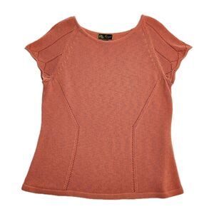 Mirasol Vintage 90s Sleeveless Sweater Blouse Orange & White Women SZ 1X